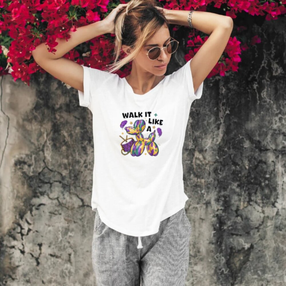 Mardi Gras- Walk It Like A Dog T Shirt (White/New)